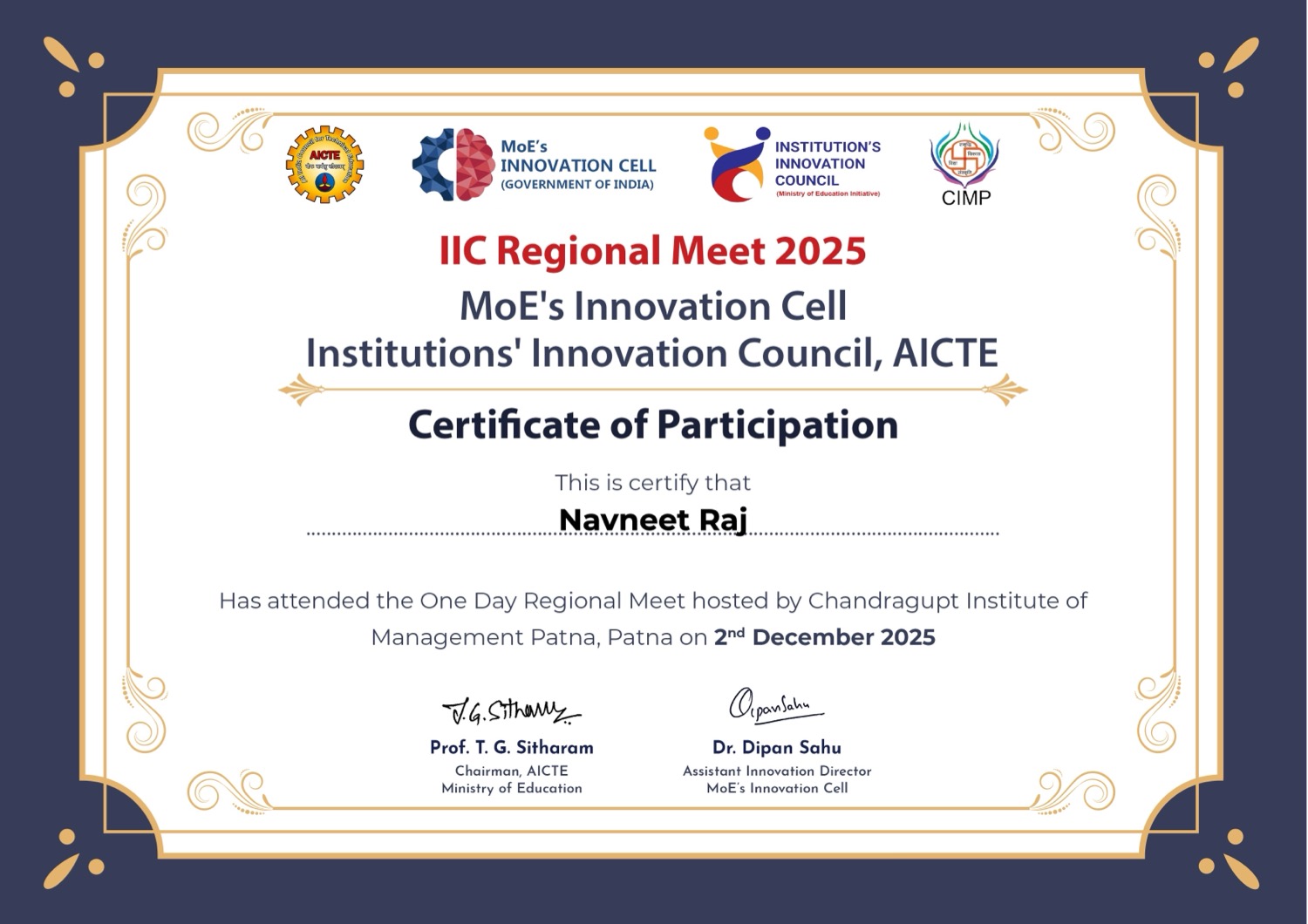 IIC regional meet certificate
